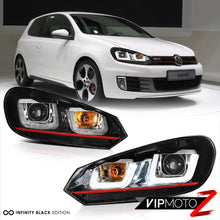 For 2010-2014 Volkswagen MK6 GTI GOLF Sportwagon OLED Neon Tube Red Headlights Pair