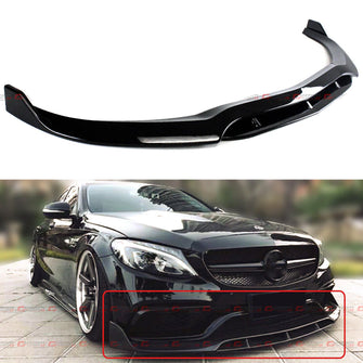 For 2015-2021 Mercedes W205 C-Class C63 AMG S Gloss Black Front Bumper Lip Splitter