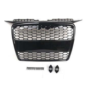 For 2005-2008 Audi A3 8P RS3 Style Front Grille Grill Gloss Black Honeycomb Mesh