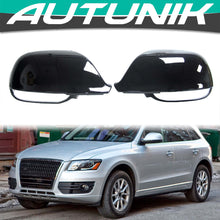 Pair Gloss Black Mirror Cover Caps For 2009-2017 AUDI Q5 SQ5 Q7 w/ Side Lane Assist mc64
