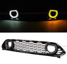 Front Upper Grille W/ White & Amber LED Halo Ring Duct Fits For 21-23 Ford Mustang Mach 1