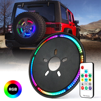 14" RGB LED Spare Tire Wheel Brake Light For 2007-2022+ Jeep Wrangler JK JL