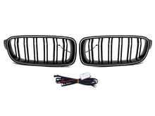 Gloss Black Front Kidney Grille Upper Radiator w/ LED Lights For 2013-2018 BMW 3 Series F30 320i 328i 335i Sedan