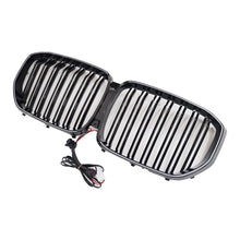 For 2019-2023 BMW X5 G05 Gloss Black Front Grille w/ LED Lights Dual Slat Kidney Grille