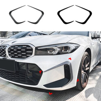 Front Bumper Fog Light Canards Trim Kit For BMW 3 Series G20 G21 LCI M Sport 2023 2024