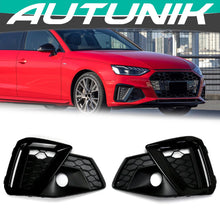 Black Front Fog Light Grill Cover for AUDI A4 B9 Sline S4 2020-2024 fg295