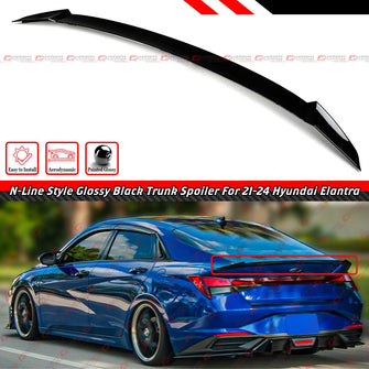 For 2021-2024 Hyundai Elantra N-line Style Rear Trunk Spoiler Wing Gloss Black