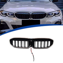 For 2019-2022 BMW 3-Series G20 M340i 330i Front Kidney Grill W/ LED Gloss Black Dual Slats Bumper Grille