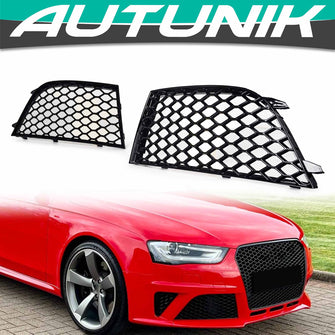 L+R Front Bumper Fog Light Cover Side Grille BezelFor Audi RS4 2013-2015