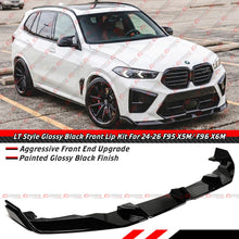 For 2024-2026 BMW F95 X5M F96 X6M LCI LT Style Gloss Black Front Bumper Lip Splitter