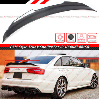 FOR 2012-2018 AUDI A6 S6 C7 C7.5 PSM HIGH KICK REAL CARBON FIBER TRUNK SPOILER