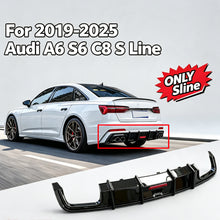 Gloss Black Rear Bumper Diffuser w/ LED Light for 2019-2025 Audi A6 S6 C8 S Line Only Rear Lip