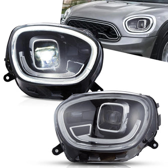 Pair LED Headlights w/ Animated DRL For Mini Cooper Countryman F60 2017–2020
