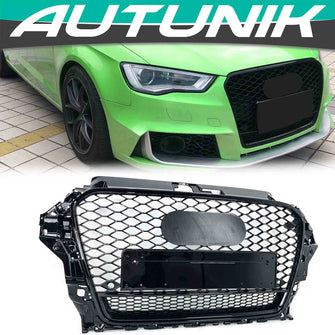 Gloss Black Front Mesh Grille For AUDI A3 8V S3 2013-2016 fg121