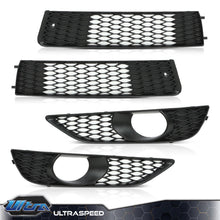 4PCS Black Upper Lower Bumper Fog Light Grill Cover Frame Fit For  Audi Q7 S-Line 2010-2015