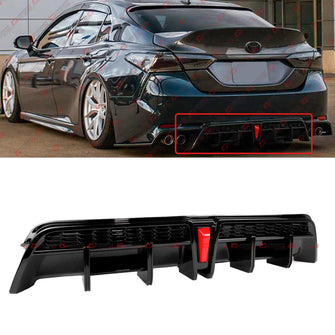 Gloss Black LED Rear Bumper Diffuser For 2018-2024 Toyota Camry SE XSE Yofer V2