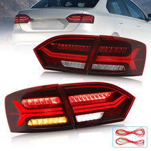 Red LED Tail Lights For 2011-2014 Volkswagen VW Jetta MK6 W/Sequential Signal Turn