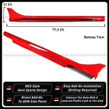 For 2022-2026 Honda Civic Sedan & Hatchback Rallye Red Black 2 Tone Side Skirt Extension
