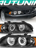 Black Dual Halo Projector Headlights For BMW E39 5-Series 528i/540i 1997-2003