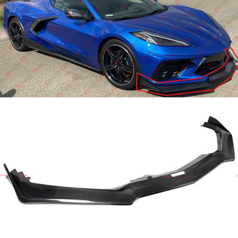 For 2020-2025 Corvette C8 Z51 Stingray Coupe ConvertibleReal Carbon Fiber Front Bumper Lip Splitter