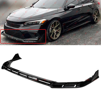 For 2022-2024 Honda Civic Aero-Tunnel Style Gloss Black Front Bumper Lip Splitter