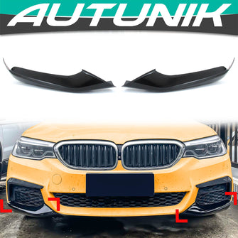 Gloss Black Front Bumper Lip Splitter Side Air Vent Cover Canards for BMW G30 M-Sport 2017-2020