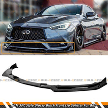 3PC Glossy Black Front Bumper Lip Spoiler Splitter For Infiniti Q60 2017-2022