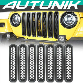 7PCS Front Grille Insert Mesh Grill Chip for Jeep Wrangler TJ 1997-2006