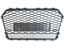 RS6 Look Badgeless Honeycomb Grille For Audi A6 S6 C7 2016–2018 Gloss Black