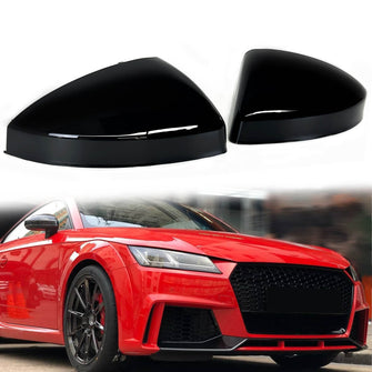 Gloss Black Mirror Cover Caps For AUDI TT MK3 TTS TTRS R8 2015-2024 w/o Lane Assist