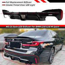 For 2017-2023 BMW G30 5 Series M5 CS Style Smoke lens LED Gloss Black Rear Diffuser