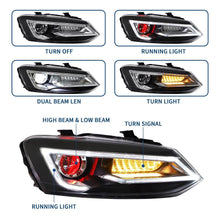 Dual Beam LED Headlights w/DRL Demon Eyes For VW Volkswagen Polo 2011-2017 Sequential Turn Signal