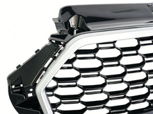 For 2017-2020 Audi A3 S3 8V Front Honeycomb Mesh Grille W/ACC Hole (Black Honeycomb + Silver Frame)