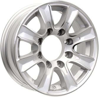 2-Pack 16X6 Aluminum Trailer Wheels 8 Lug 6.5 Center Thoroughbred Silver