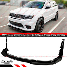 For 2017-2021 Jeep Grand Cherokee SRT AMPP Gloss Black Winglet Front Bumper Lip
