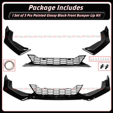 For 2020-2023 Nissan Sentra V2 Gloss Black Front Bumper Lip W/ Grill +Chrome Delete Garnish