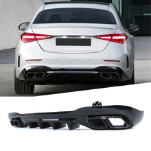 C63 Look Gloss Black Diffuser & Exhaust Tips For 2022-2025 Mercedes C-Class W206 C200 C300 C43 Sedan AMG Bumper