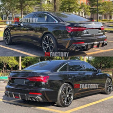 For Audi A6 S-line S6 C8 2019-2025 ABS Carbon Rear Bumper Diffuser Lip W/ LED Brake Light