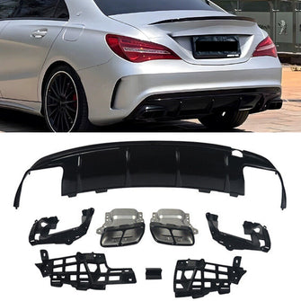 Gloss Black Rear Diffuser Exhaust Tips for 2013-2019 Mercedes W117 C117 CLA250 CLA45 AMG