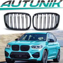 Gloss Black Front Kidney Grille Dual Slats for BMW X3 G01 X4 G02 2018-2021