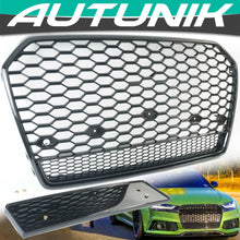 RS6 Look Badgeless Honeycomb Grille For Audi A6 S6 C7 2016–2018 Gloss Black