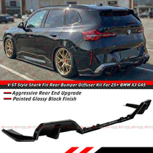 For 2025-2026 BMW X3 G45 M Sport V-ST Style Gloss Black Rear Bumper Diffuser Kit
