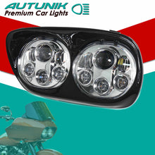 5.75" Dual LED Projector Headlight Black+Chrome Fit Harley Road Glide FLTR 1998-2013