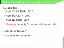 Matt Chrome Mirror Cover Caps For AUDI Q5 8R SQ5 09-17 Q7 10-15 With Lane Assist mc35