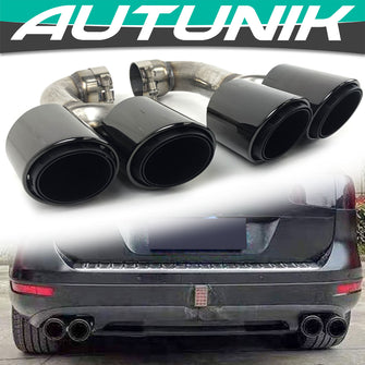 Black Exhaust Tips Twin Muffler Pipe for VW Touareg 2011-2018