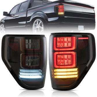 Smoked LED Tail Lights For 2009-2014 Ford F150 F-150 Sequential Rear Lamps