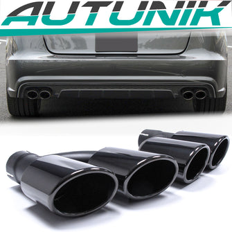 Black Exhaust Tips Muffler Pipe for Audi A4 B9 Sline 2017-2024