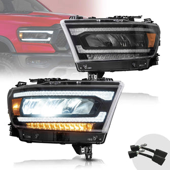 Full LED Headlights For Dodge Ram 1500 2019-2024 w/Dynamic Animation