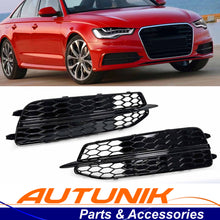 Pair For Audi A6 C7 S6 2012-2015 Black Front Bumper Fog Light Lamp Cover Grille Grill