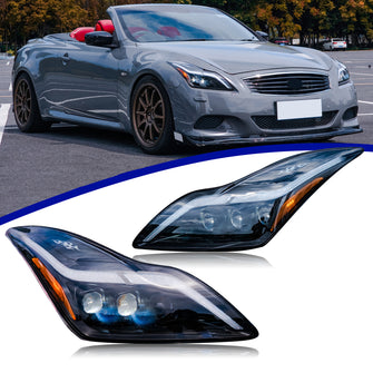 LED Projector Headlight For 2008-2015 Infiniti G37 Q60 Coupe Start Animation DRL